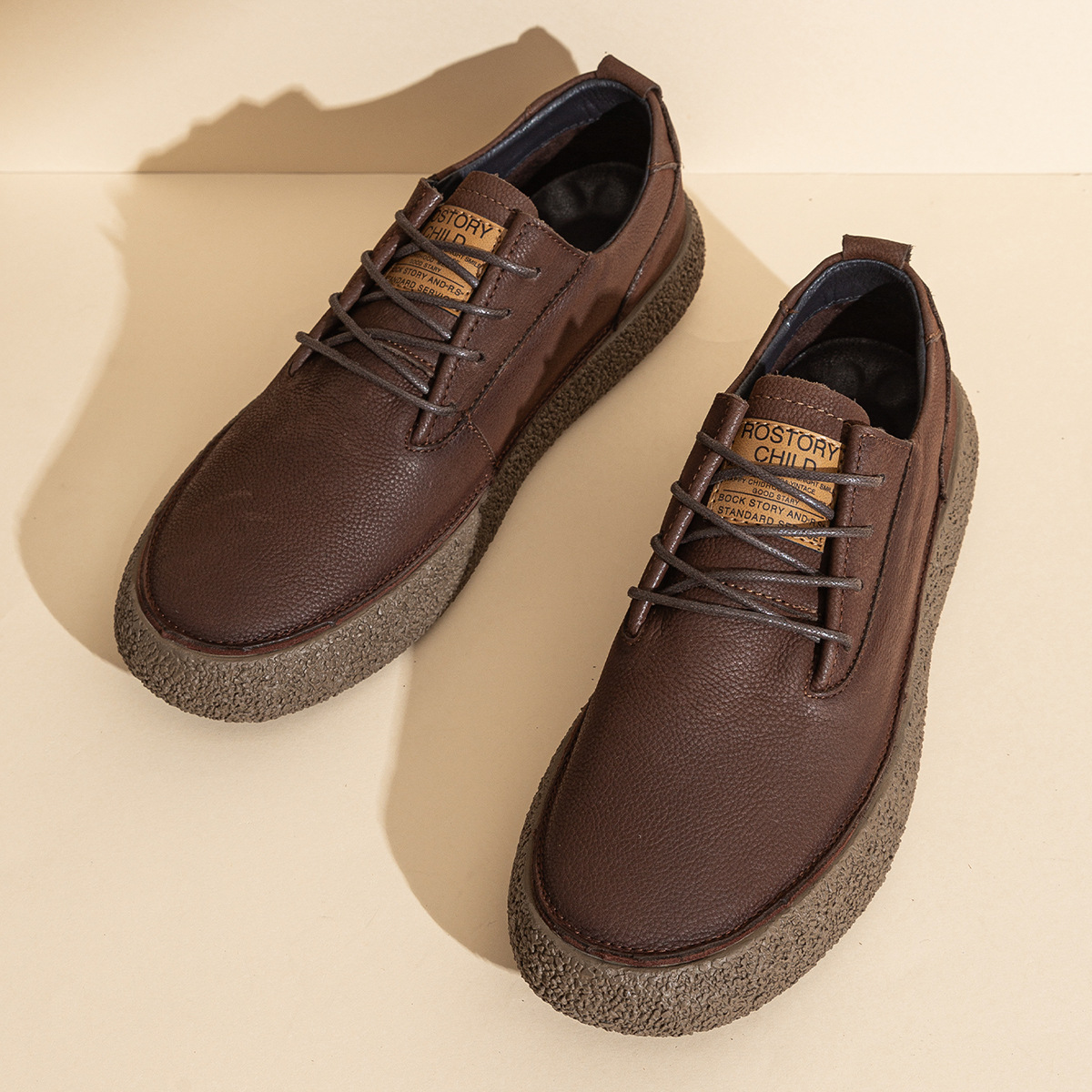 Men's New Trendy Top-Grain Cowhide Casual Shoes with Soft Sole